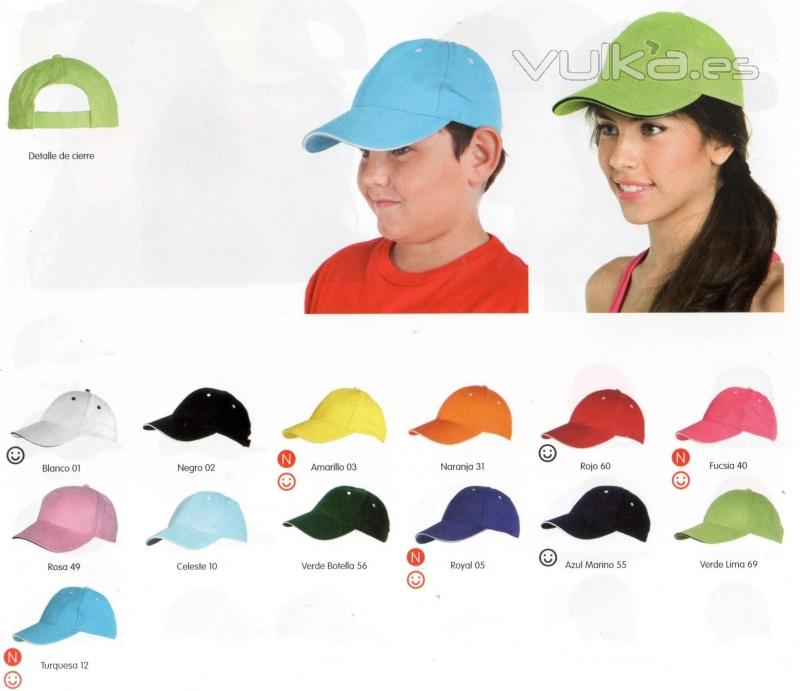 Gorra de 6 paneles. 100% algodn. Con Sandwich en contraste. Ref: Rol-7008