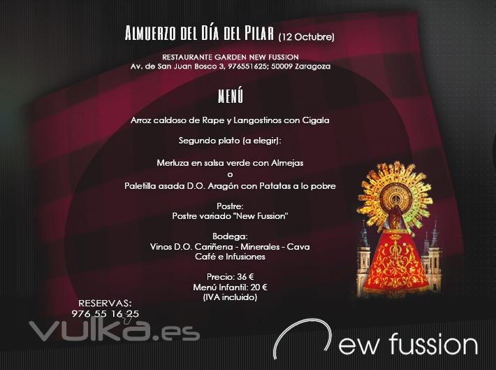 Men Especial 12 de octubre Da del Pilar en Garden New Fussion