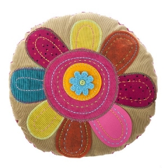 Natural life cojin patchwork flor petalos redondo en la llimona home