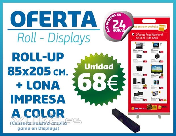 Oferta Roll up 85x205 incluye grafica y bolsa de transporte por 68 EUR