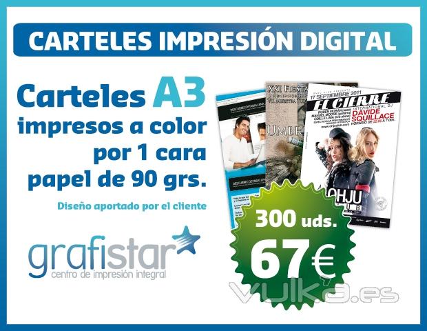 300 Carteles A3 a color por solo 67 euros