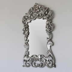 Espejo barroco en plata , madera natural , artesanal , 70x100 su precio 110 eur