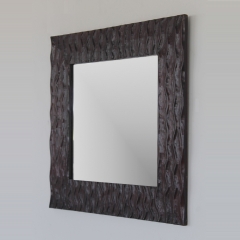 Espejo en madera natural , artesanal, color natural y blanco , 78x105 su precio 60 eur