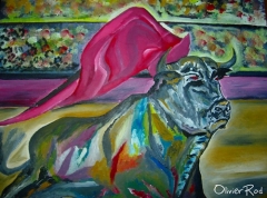 El toro y el capote pintura al oleo olivier rodriguez madrid
