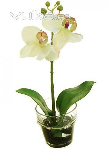 Flores artificiales Centro vaso pequeo phalaenopsis artificial verde con agua solida oasis decor