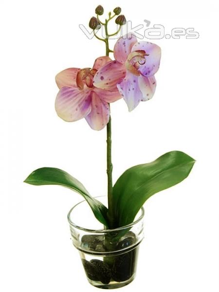Flores artificiales Centro vaso pequeo phalaenopsis artificial lila con agua solida oasis decor