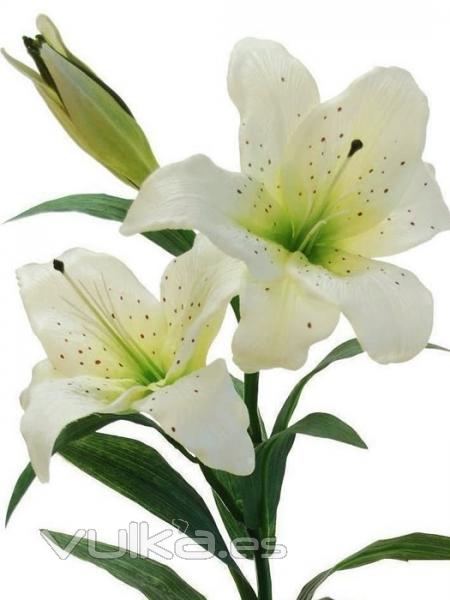 Flores artificiales de calidad Lilium artificial dos flores y capullo Oasis Decor