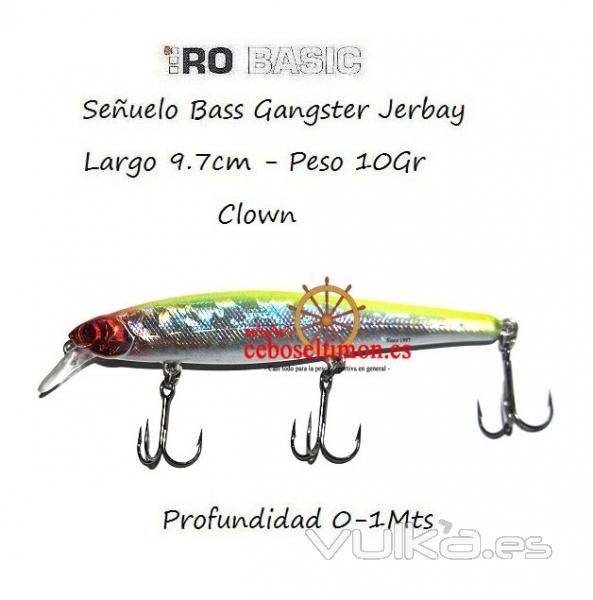 www.ceboseltimon.es - Seuelo Hiro 9.7cm Bass Gangster Jerbay Clown 10gr