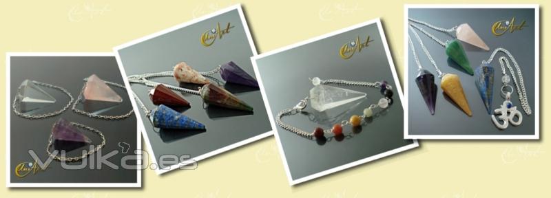 Péndulos artesanales hechos con minerales. Péndulos de los 7 chakras, péndulos para reiki y radieste