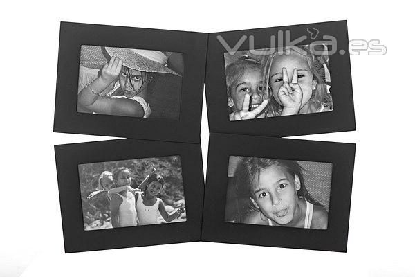 Portafotos multi ventanas. Portafotos multiple bosco negro 10x15 4 fotos