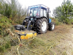 Tractor con desbrozadora forestal cancela