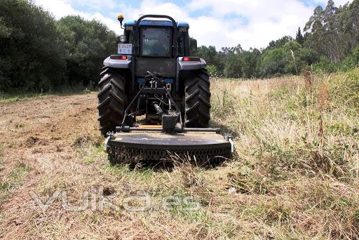 Tractor con desbrozadora