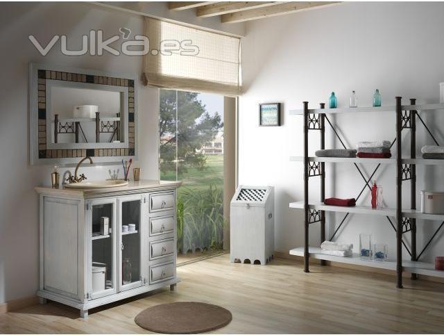 mueble baño rustico troncos