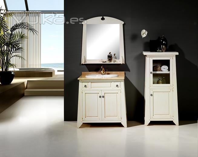mueble bao rustico blanco