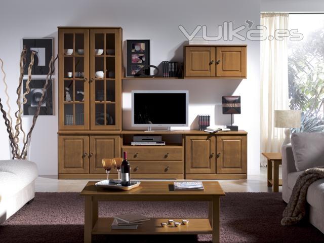 mueble salon pino nogal