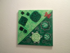 Cuadro abstracto tonos verdes-vendido