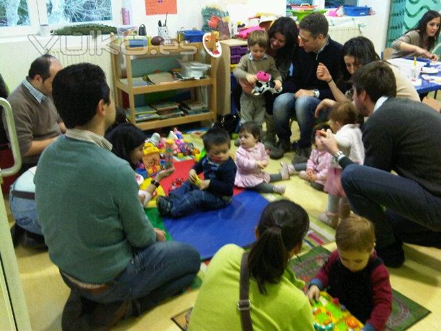 Niños y padres en las clases de inglés para niños