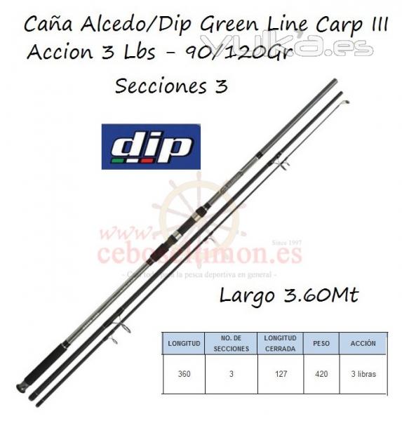  www.ceboseltimon.es - Caña Alcedo/Dip Green Line Carp III - Accion 3Lbs 90/120Gr