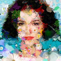 Retrato personalizado mosaic love.  mosaico realizado con ptalos, flores y corazones. exclusivo