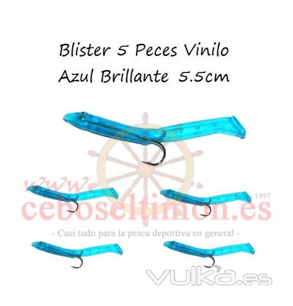 www.ceboseltimon.es  - Blister 5 Peces Vinilo Azul Brillante Salper 5 y 7.5cm