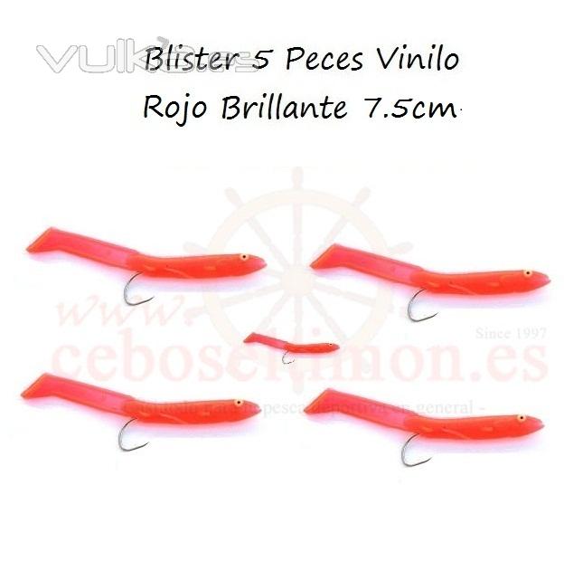 www.ceboseltimon.es - Blister 5 Peces Vinilo Rojo Brillante Salper 5 y 7.5cm