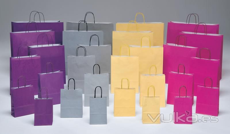 bolsas de papel de asas retorcidas colores