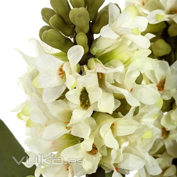 Planta artificial con flores jacinto blanco artificial con maceta redonda en La Llimona home (1)