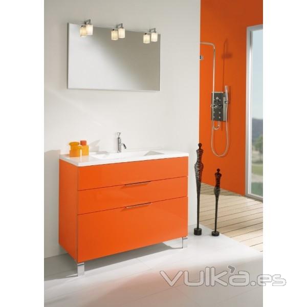 Mueble de baño Ronda de 100 cm, color naranja