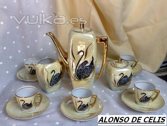  ART-DECO. JUEGO DE CAFE 6 SERVICIOS PORCELANA