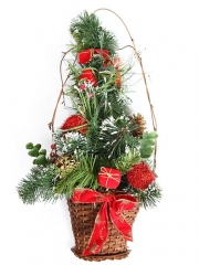 Adorno cesta de navidad pared pino artificial