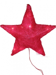 Estrella sisal roja grande con luces led