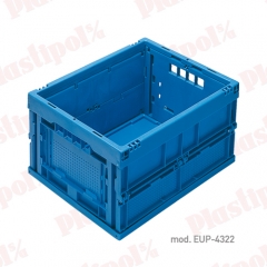 Caja de plastico apilable y plegable norma europa (ref eup-4322)