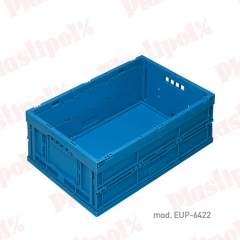 Caja de plastico apilable y plegable norma europa (ref eup-6422)
