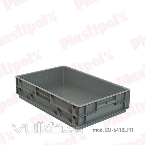 Caja de plástico apilable Norma Europa 600x400, fondo reforzado (ref. EU-6442LFR)
