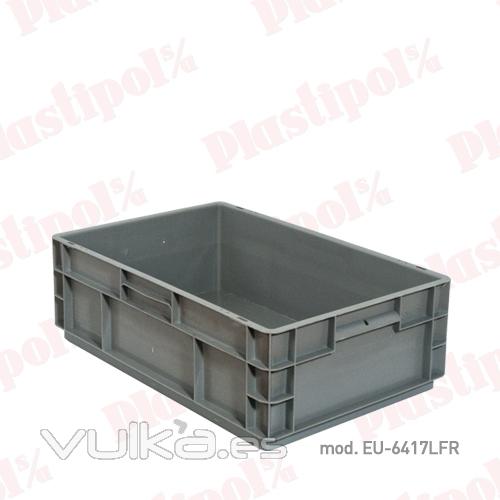 Caja de plástico apilable Norma Europa 600x400, fondo reforzado (ref. EU-6417LFR)