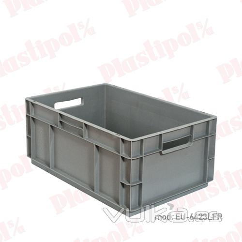 Caja de plástico apilable Norma Europa 600x400, fondo reforzado (ref. EU-6423LFR)