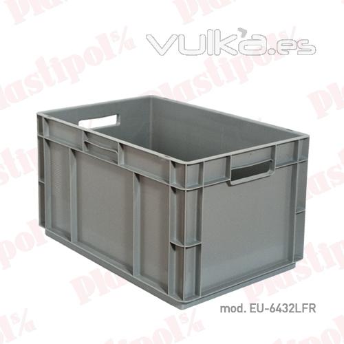 Caja de plástico apilable Norma Europa 600x400, fondo reforzado (ref. EU-6432LFR)