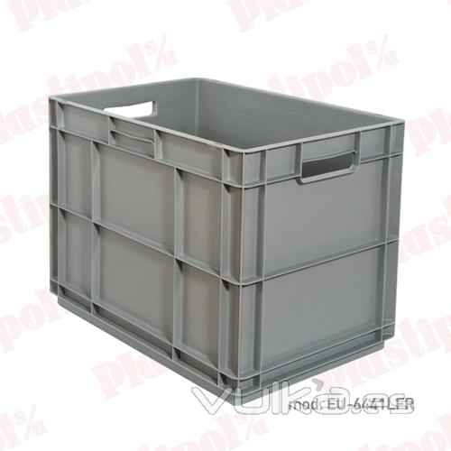 Caja de plástico apilable Norma Europa 600x400, fondo reforzado (ref. EU-6441LFR)