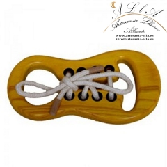 Zapato madera para aprender atarse los cordones