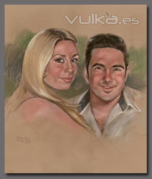 retrato al pastel, pareja