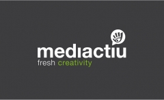 Brand graphic studio on gray background. Logotipo del estudio de diseño gráfico de Barcelona
