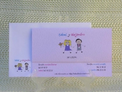 Ref. 5491 - tarjeta de boda de linea informal con pareja de novios.