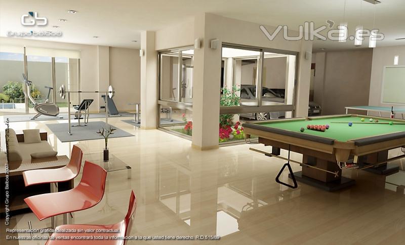 Perspectiva 3D del interior de una vivienda de lujo