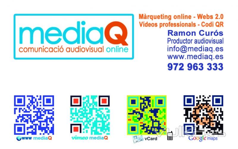 Tarjeta presentacin de mediaQ.es con diferentes codigos QR.