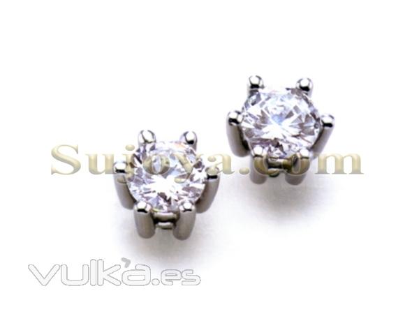 Pendientes con Diamantes,en Oro Blanco de Ley 18k.