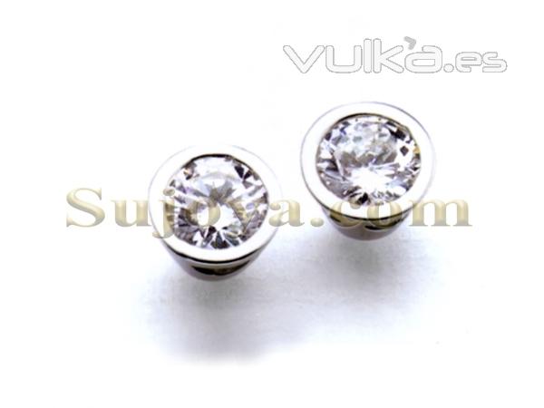 Pendientes con Diamantes,en Oro Blanco de Ley 18k.