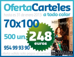 OFERTA IMPRIMIR CARTELES 70X100 A COLOR POR 248 EUR