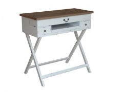 Consola con patas en forma de tijera madera de abedul envejecida