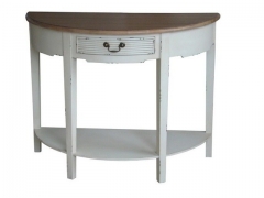 Consola en forma de media luna en madera de abedul envejecida