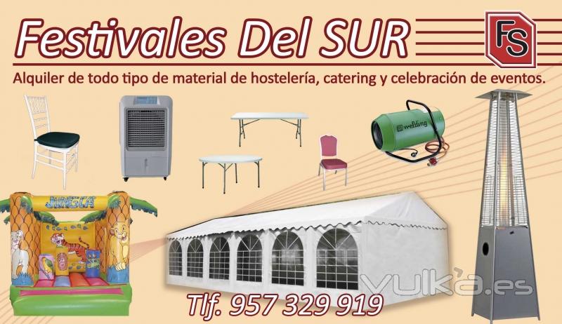 castillos hinchables, carpa party, estufa flamme, climatizador, caon de calor.